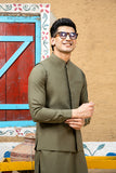Army Green Kurta Trouser with Waistcoat
