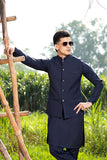 Boski Navy Blue Kurta Trouser with Waistcoat