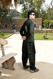 Bottle Green Kurta Shalwar with Waistcoat