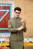 Army Green Kurta Trouser with Waistcoat